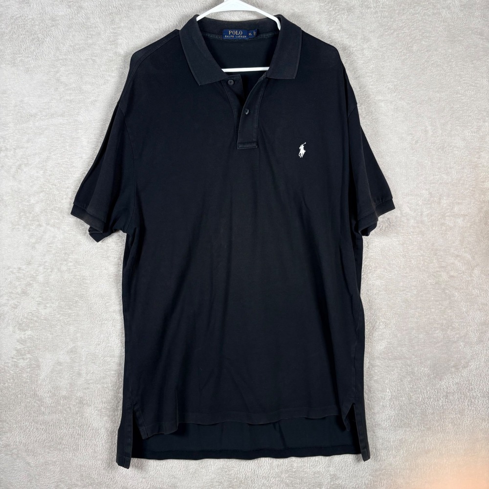Polo Ralph Lauren Polo Shirt Mens XL Black Short Sleeve Pique Top Classic Pony